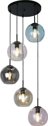 Lampadario-Contemporaneo-Mardi-Grass-Acciaio-Nero-Vetro-5-Luci-E27