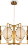 Lampadario-Contemporaneo-Marmo-Metallo-Oro-6-Luci-Diffusori-Bianchi
