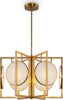 Lampadario-Contemporaneo-Marmo-Metallo-Oro-6-Luci-Diffusori-Bianchi