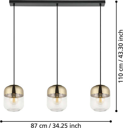 Lampadario-Contemporaneo-Maryvilla-3-Luci-Acciaio-Nero