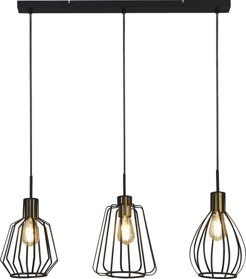 Lampadario-Contemporaneo-Melbourne-Acciaio-Nero-Ottone-3-Luci-E27