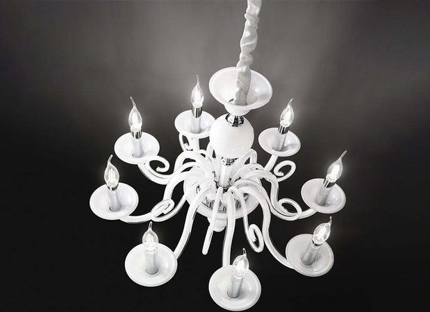 Lampadario-Contemporaneo-Metallo-Bougie-Bianco-6-Luci-E14-Piccolo