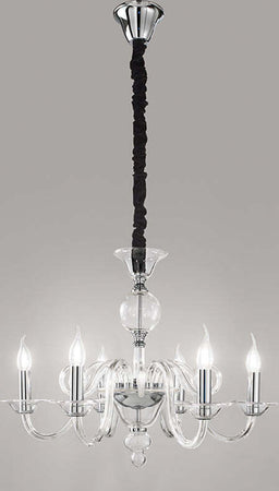 Lampadario-Contemporaneo-Metallo-Bougie-Trasparente-6-Luci-E14