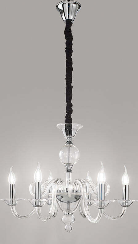 Lampadario-Contemporaneo-Metallo-Bougie-Trasparente-6-Luci-E14