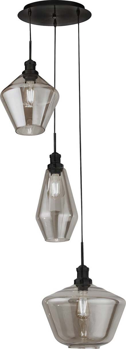 Lampadario-Contemporaneo-Mia-Acciaio-Nero-Vetro-Fumè-3-Luci-E27