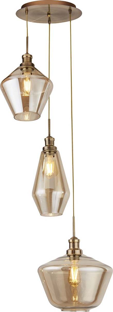 Lampadario-Contemporaneo-Mia-Acciaio-Ottone-Vetro-Ambra-3-Luci-E27