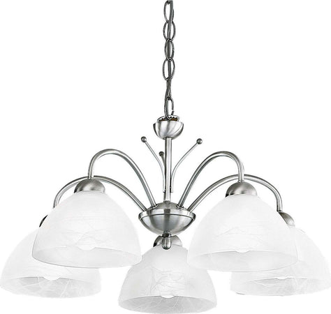 Lampadario-Contemporaneo-Milanese-Acciaio-Argento-Vetro-5-Luci-E14
