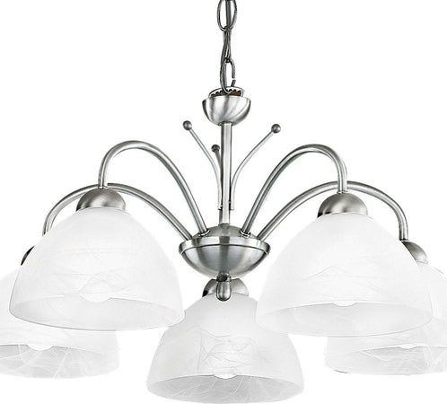 Lampadario-Contemporaneo-Milanese-Acciaio-Argento-Vetro-5-Luci-E14