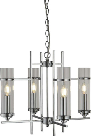 Lampadario-Contemporaneo-Milo-Acciaio-Cromo-Vetro-4-Luci-E14