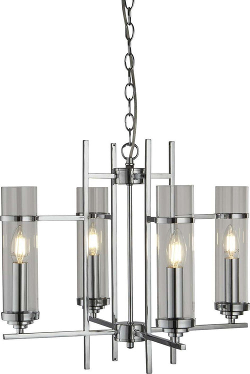 Lampadario-Contemporaneo-Milo-Acciaio-Cromo-Vetro-4-Luci-E14