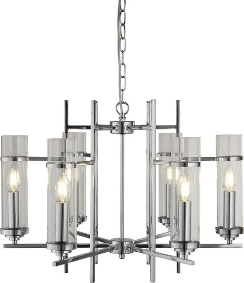 Lampadario-Contemporaneo-Milo-Acciaio-Cromo-Vetro-6-Luci-E14