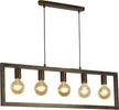Lampadario-Contemporaneo-Oblungo-Acciaio-Marrone-5-Luci-E27
