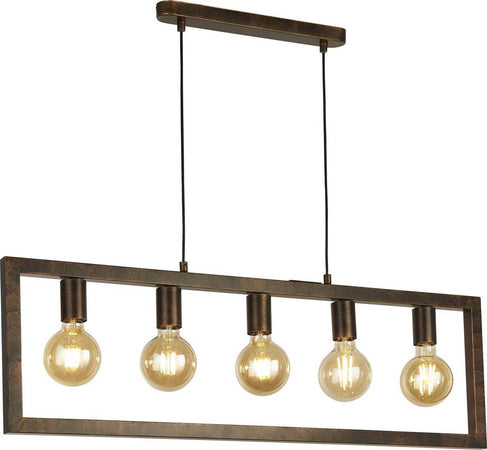 Lampadario-Contemporaneo-Oblungo-Acciaio-Marrone-5-Luci-E27