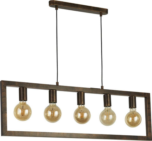 Lampadario-Contemporaneo-Oblungo-Acciaio-Marrone-5-Luci-E27