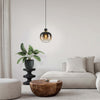 Lampadario-Contemporaneo-Oilella-1-Luce-Acciaio-Nero-E-Ottonediffusore-Marrone