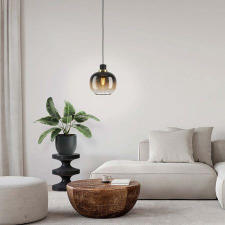 Lampadario-Contemporaneo-Oilella-1-Luce-Acciaio-Nero-E-Ottonediffusore-Marrone