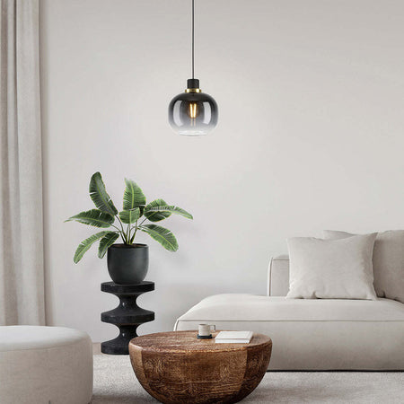 Lampadario-Contemporaneo-Oilella-1-Luce-Acciaio-Nero-E-Ottonediffusore-Nero
