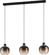 Lampadario-Contemporaneo-Oilella-3-Luci-Acciaio-Nero-E-Ottone-Diffusore-Marrone