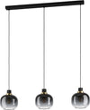 Lampadario-Contemporaneo-Oilella-3-Luci-Acciaio-Nero-E-Ottone-Diffusore-Nero