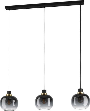Lampadario-Contemporaneo-Oilella-3-Luci-Acciaio-Nero-E-Ottone-Diffusore-Nero
