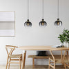 Lampadario-Contemporaneo-Oilella-3-Luci-Acciaio-Nero-E-Ottone-Diffusore-Nero