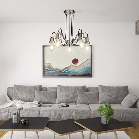 Lampadario-Contemporaneo-Olivia-Acciaio-Argento-5-Luci-E27