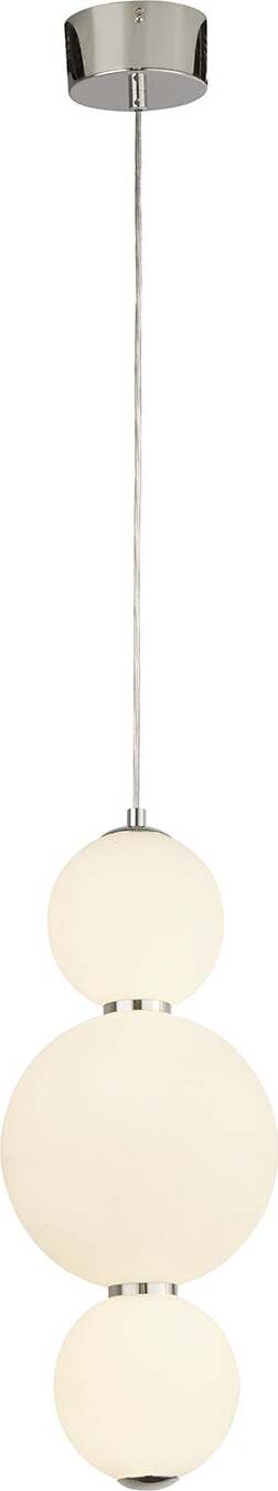 Lampadario-Contemporaneo-Palla-Neve-Acciaio-Cromo-Vetro-Bianco-Led-18,97W-3000K