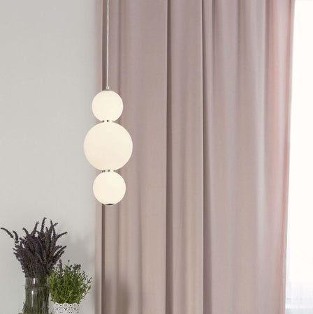 Lampadario-Contemporaneo-Palla-Neve-Acciaio-Cromo-Vetro-Bianco-Led-18,97W-3000K