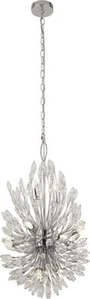 Lampadario-Contemporaneo-Pavone-Acciaio-Cromo-Vetro-Trasparente-14-Luci-G9