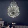 Lampadario-Contemporaneo-Pavone-Acciaio-Cromo-Vetro-Trasparente-20-Luci-G9