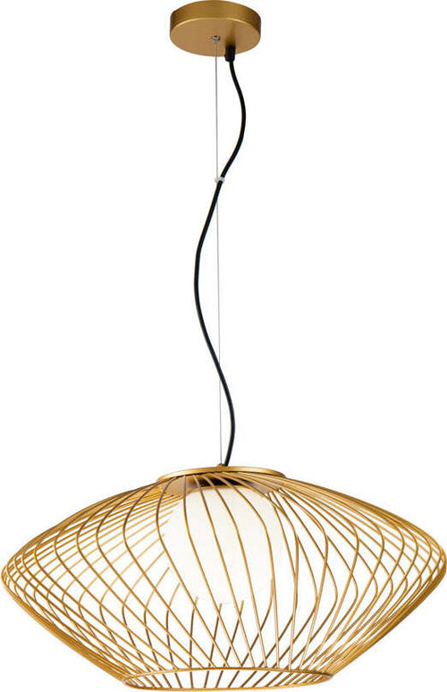 Lampadario-Contemporaneo-Plec-Metallo-Oro-1-Luce-Led-Diffusore-Vetro-Bianco