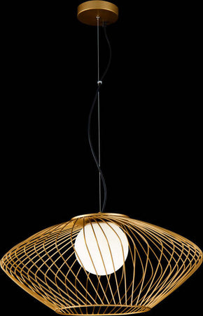 Lampadario-Contemporaneo-Plec-Metallo-Oro-1-Luce-Led-Diffusore-Vetro-Bianco