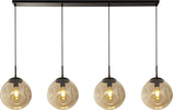 Lampadario-Contemporaneo-Punch-Acciaio-Nero-Vetro-4-Luci-E27