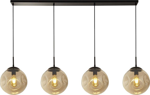 Lampadario-Contemporaneo-Punch-Acciaio-Nero-Vetro-4-Luci-E27