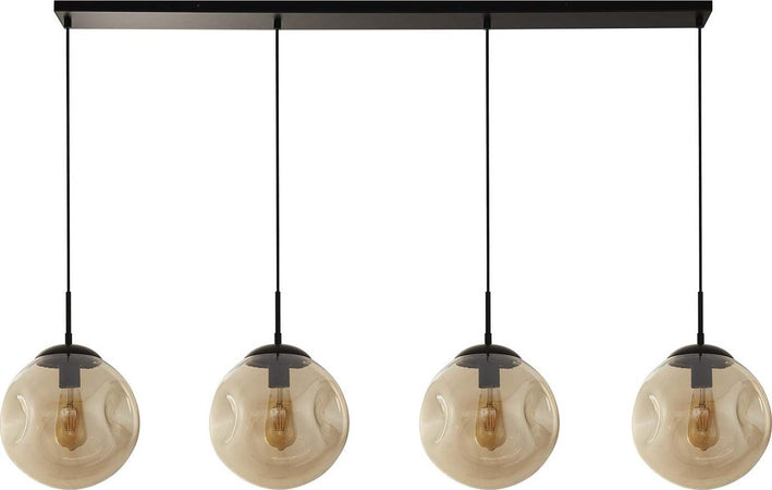 Lampadario-Contemporaneo-Punch-Acciaio-Nero-Vetro-4-Luci-E27