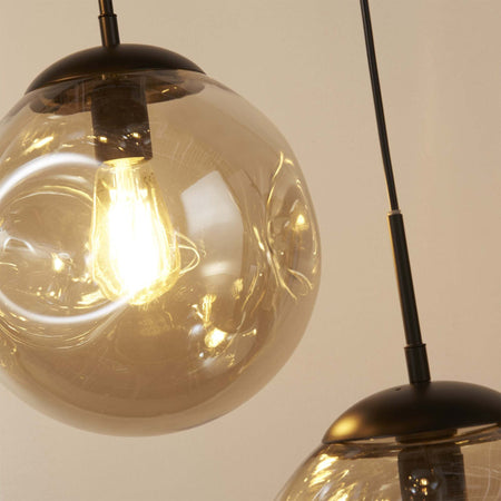 Lampadario-Contemporaneo-Punch-Acciaio-Nero-Vetro-5-Luci-E27