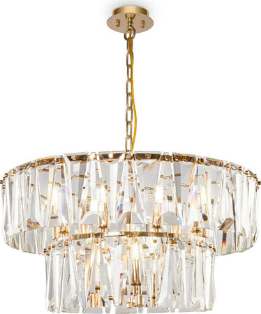 Lampadario-Contemporaneo-Puntes-Metallo-Oro-12-Luci-Diffusori-Vetro