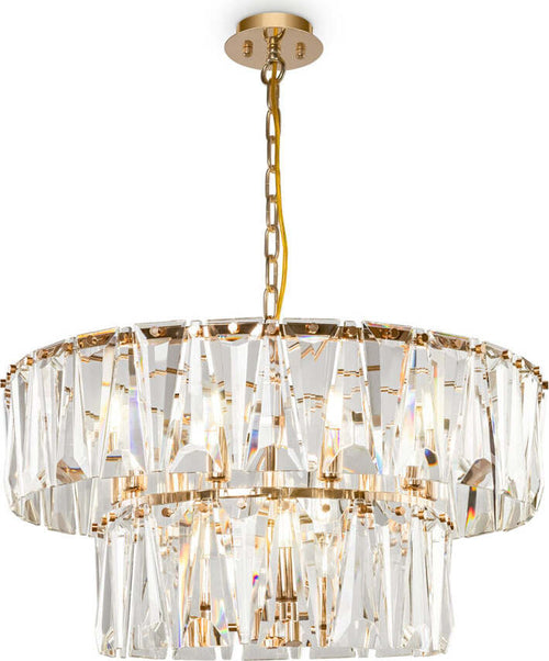 Lampadario-Contemporaneo-Puntes-Metallo-Oro-12-Luci-Diffusori-Vetro