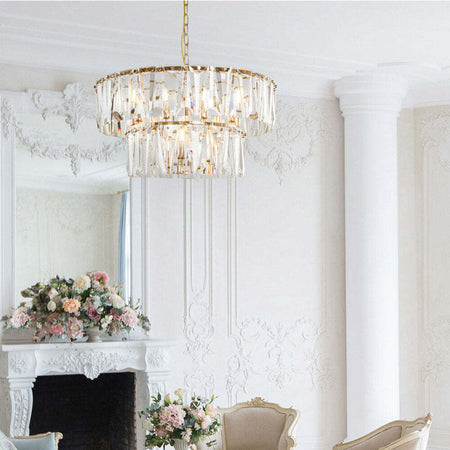 Lampadario-Contemporaneo-Puntes-Metallo-Oro-12-Luci-Diffusori-Vetro