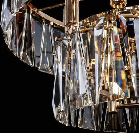 Lampadario-Contemporaneo-Puntes-Metallo-Oro-12-Luci-Diffusori-Vetro