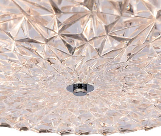 Lampadario-Contemporaneo-Recinto-Metallo-Cromo-6-Luci-Diffusori-Vetro-Trasp.