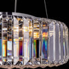 Lampadario-Contemporaneo-Recinto-Metallo-Cromo-6-Luci-Diffusori-Vetro-Trasp.