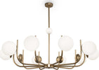 Lampadario-Contemporaneo-Rendez-Vous-Metallo-Ottone-10-Luci-E-Diffusori-Bianchi