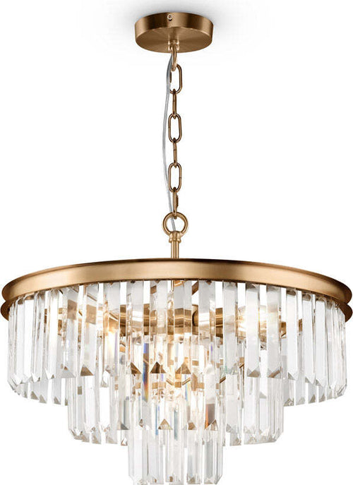 Lampadario-Contemporaneo-Revero-Metallo-Ottone-7-Luci-Diffusori-Vetro