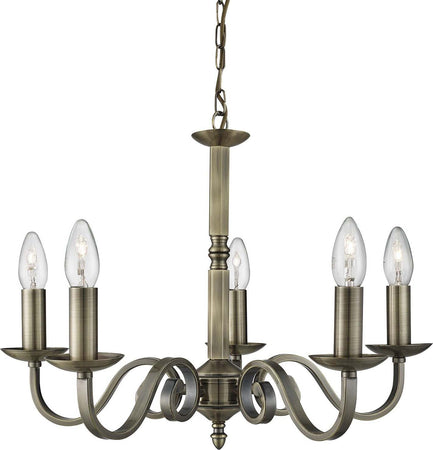 Lampadario-Contemporaneo-Richmond-Acciaio-Ottone-5-Luci-E14