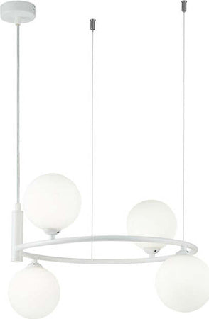 Lampadario-Contemporaneo-Ring-Metallo-Bianco-4-Luci-E-Diffusori-Bianchi