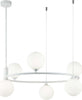 Lampadario-Contemporaneo-Ring-Metallo-Bianco-6-Luci-E-Diffusori-Bianchi