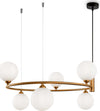 Lampadario-Contemporaneo-Ring-Metallo-Ottone-6-Luci-E-Rosone-Nero