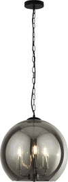 Lampadario-Contemporaneo-Sagittario-Acciaio-Cromo-Vetro-Fumè-3-Luci-E14