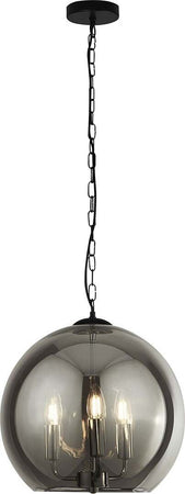 Lampadario-Contemporaneo-Sagittario-Acciaio-Cromo-Vetro-Fumè-3-Luci-E14